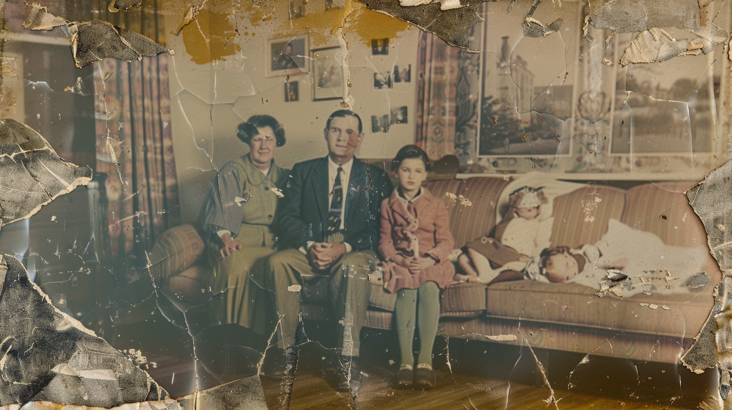Services fred 72971 severely damaged color photograph of a 1950s famil 33eeb084 d35d 40f5 8ec5 361651a58168 2